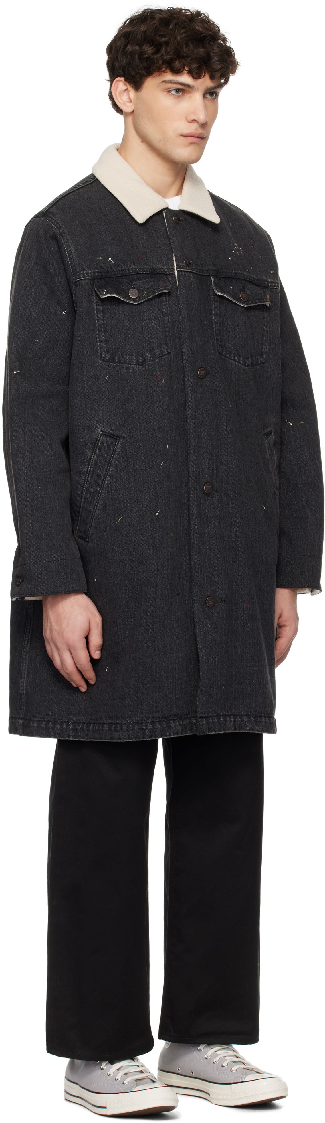 Frakker UNDERCOVER Undercover Sherpa Fleece-Lined Denim Coat Sort | UC2D4306, 1