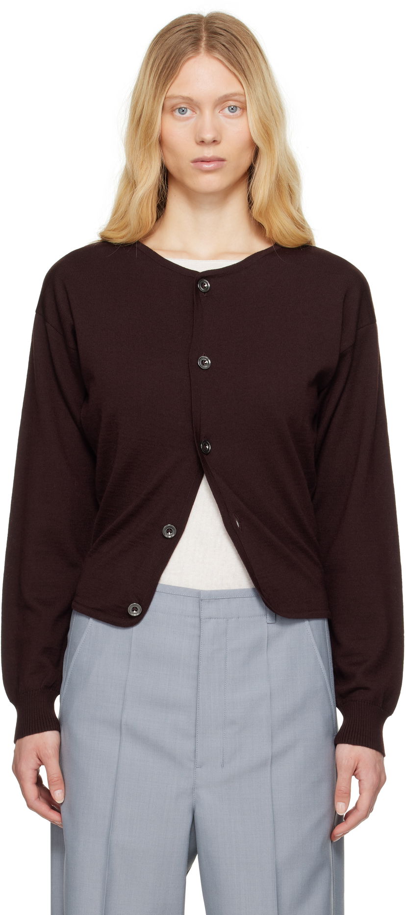 Sweater LEMAIRE Lemaire Fitted Cardigan Brun | TO1322 LK087