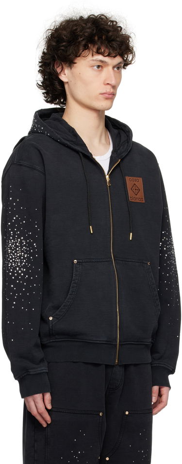 Sweatshirt Casablanca Casablanca 'La Prémonition' Crystal Embellished Zip Hoodie Sort | MS25-JTP-343-01, 1