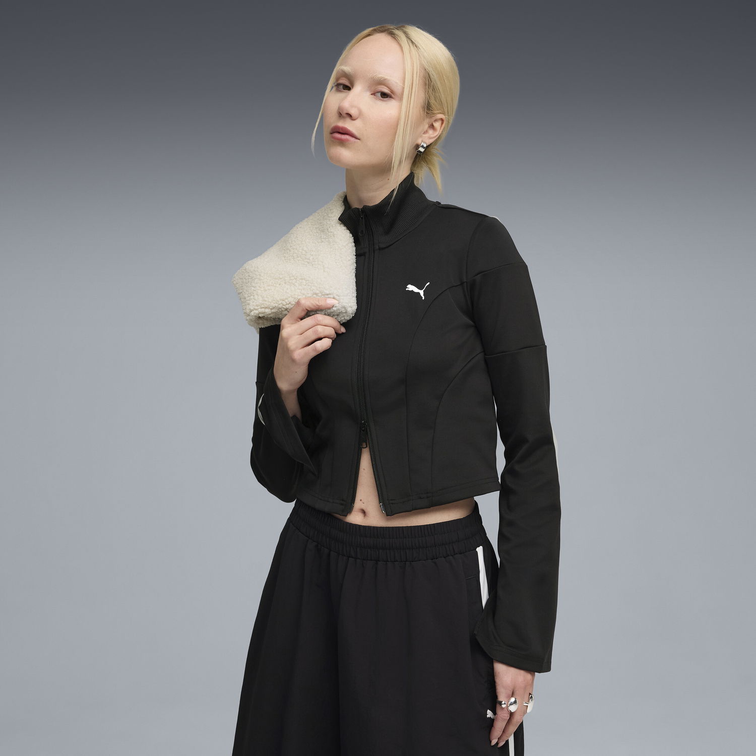 Jakke Puma DARE TO Slim Cropped Track Jacket Sort | 632146_01, 0