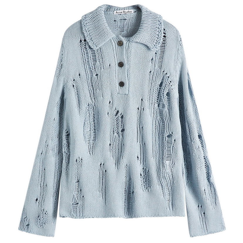 Sweater Acne Studios Acne Studios Kummer Open Knit Polo Sweater, Size Large Blå | A60566-228