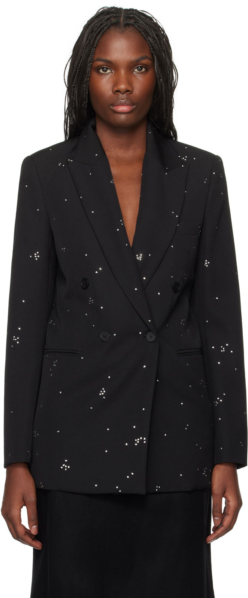 Jakke LANVIN Embroidered Double-Breasted Blazer Sort | RW-JA9003-5576-P24