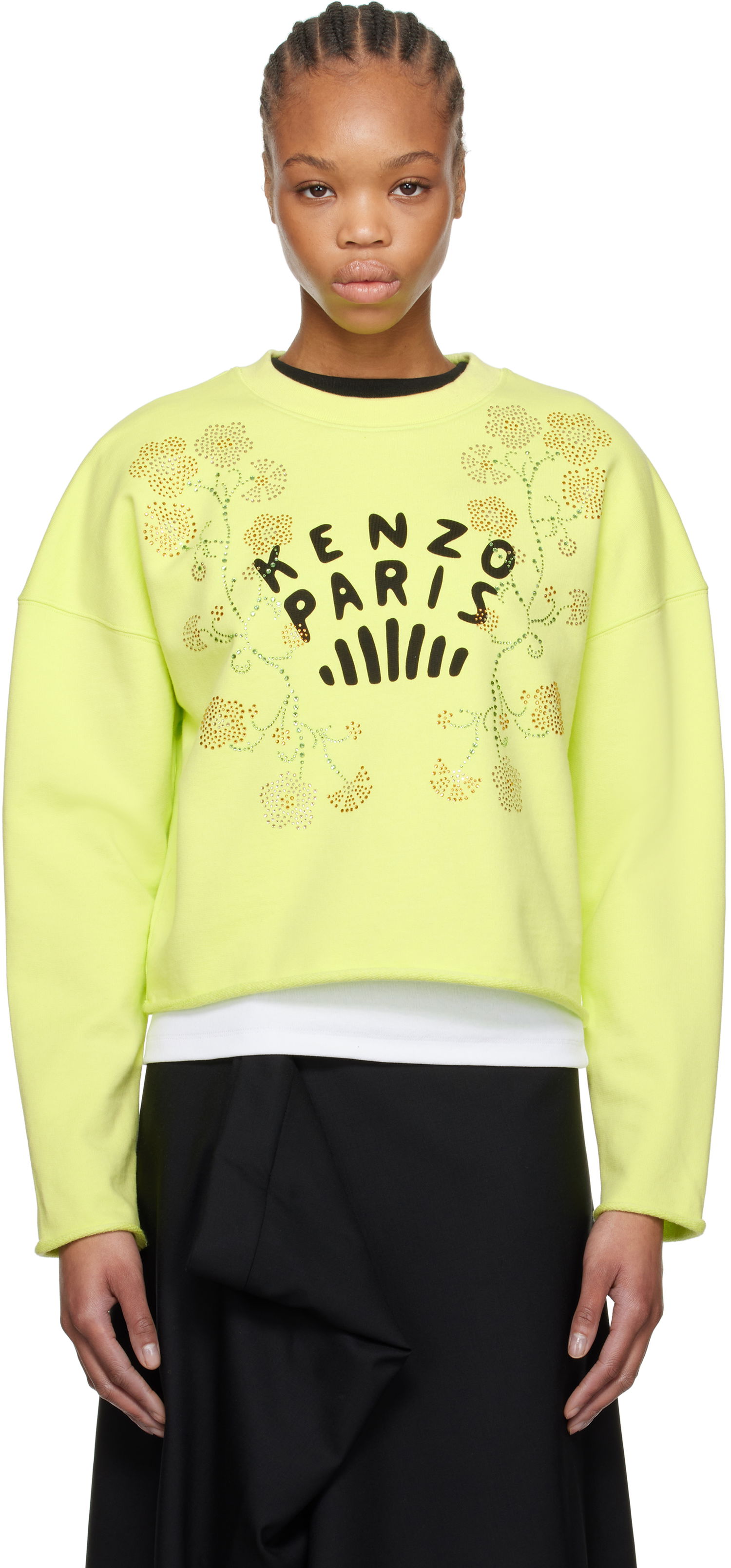 Sweater KENZO Kenzo 'Jungle Flower' Cropped Sweatshirt Gul | FF52SW1774MF, 0