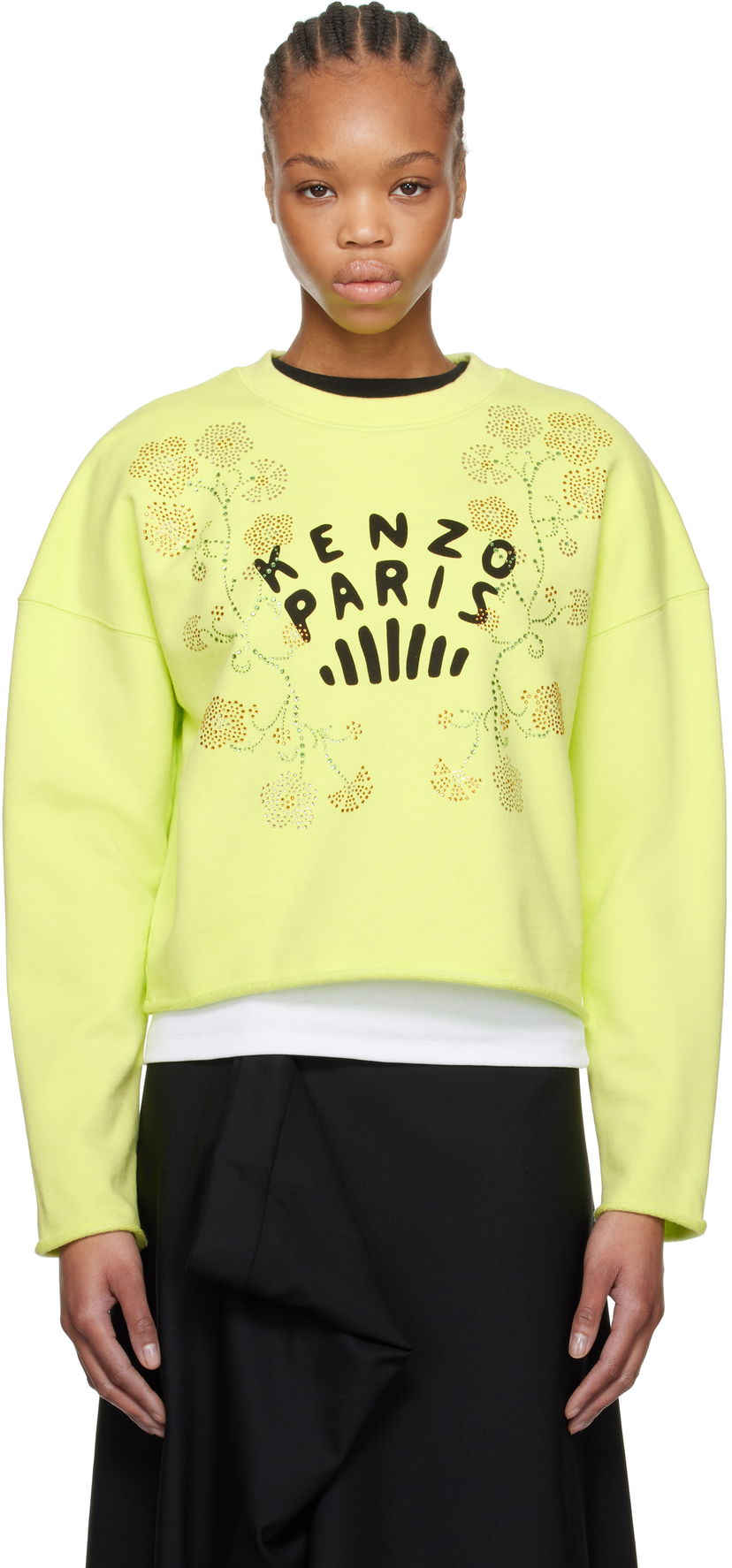 Sweater KENZO Kenzo 'Jungle Flower' Cropped Sweatshirt Gul | FF52SW1774MF
