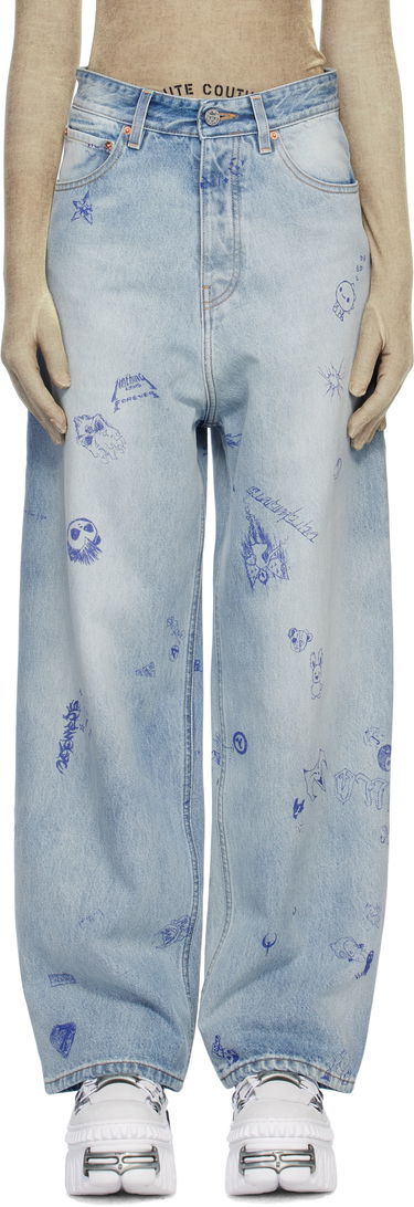Jeans VETEMENTS Vetements Scribbled Baggy Jeans Blå | UA66PA550L, 0