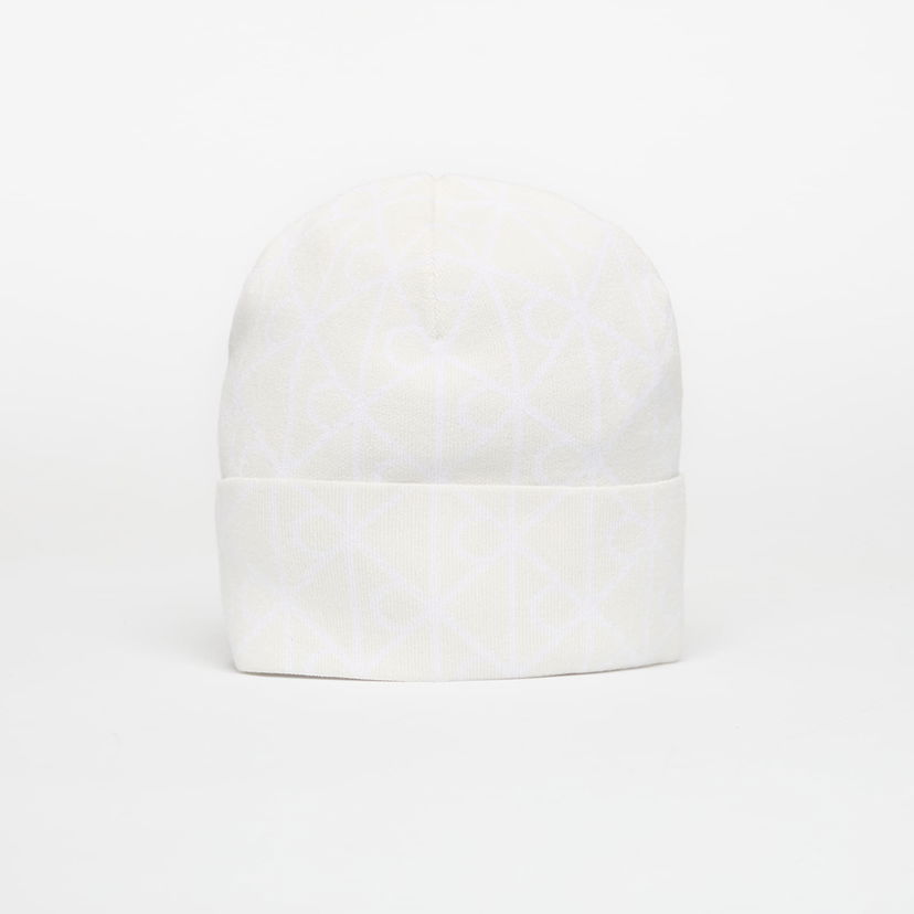Beanie CALVIN KLEIN Calvin Klein Emblem Aop Fine Knit Beanie Hvid | LV04D8050G FUP
