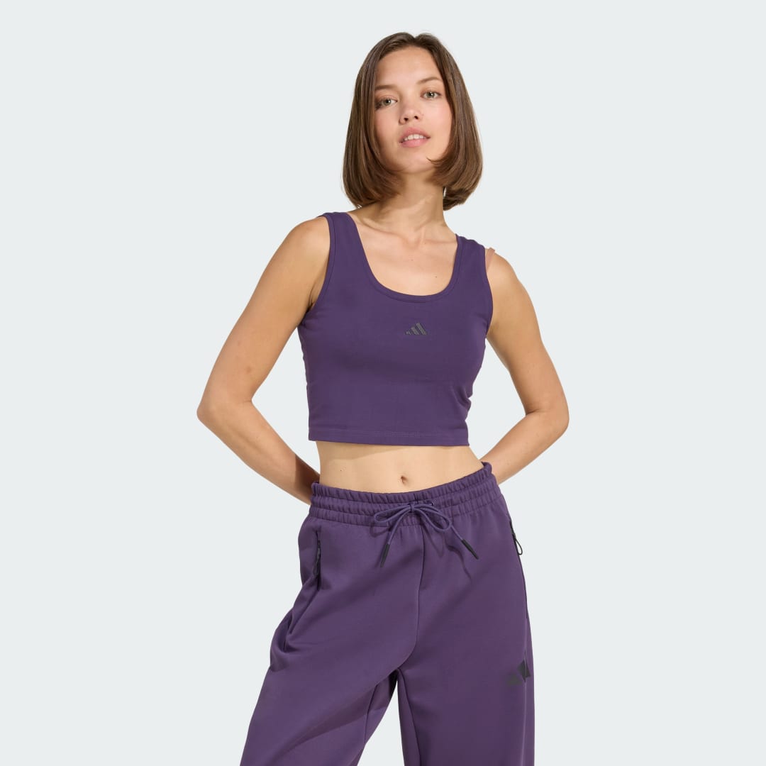 Tanktop adidas Performance Essentials Small Logo Cotton Crop Tank Top Lilla | KB7127, 0