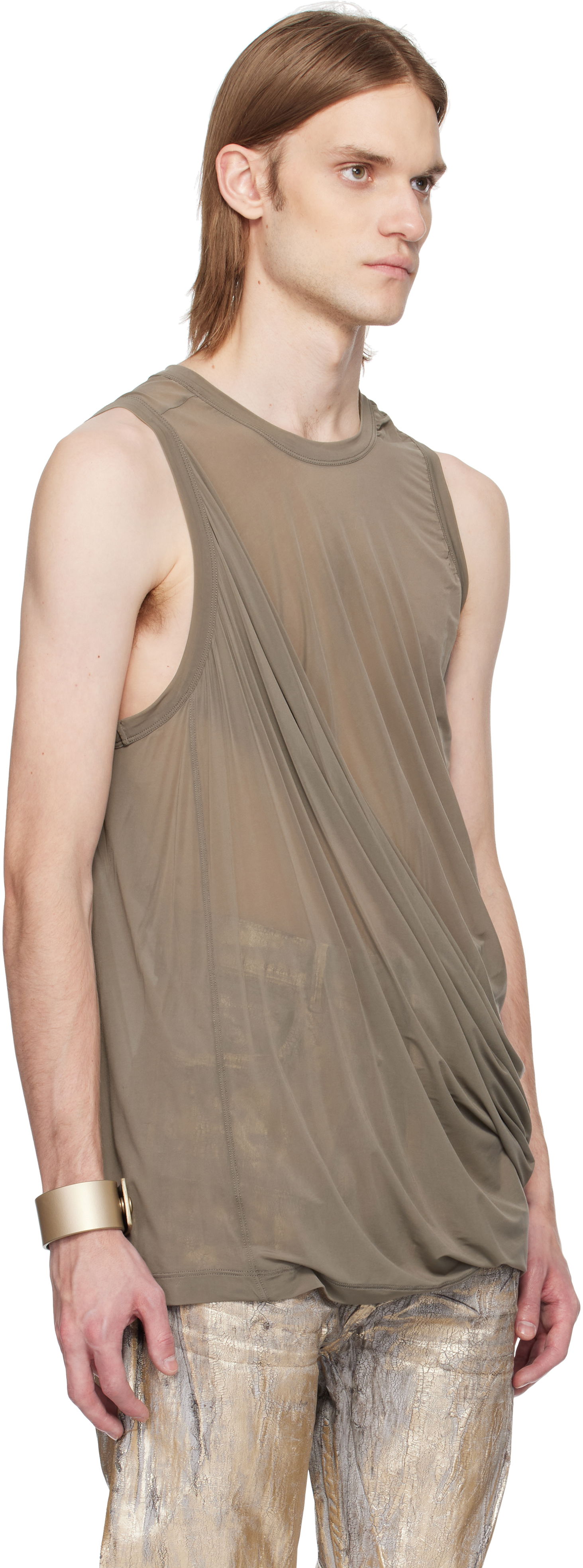 Tanktop Rick Owens Rick Owens Hollywood Anthem Draped Tank Top Grøn | RR01E5152 BZ, 1