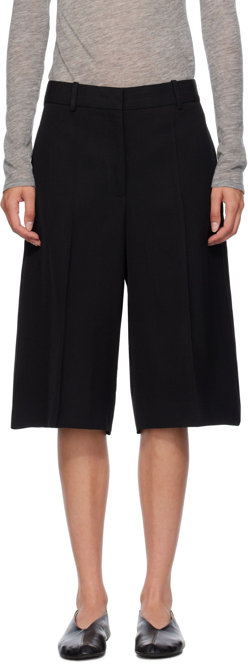 Shorts Jil Sander Jil Sander Viscose Silk Blend Straight Shorts Sort | J01KA0189_J65005