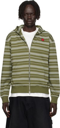 Kenzo Paris 'Boke Flower' Striped Embroidered Zip-Up Hoodie