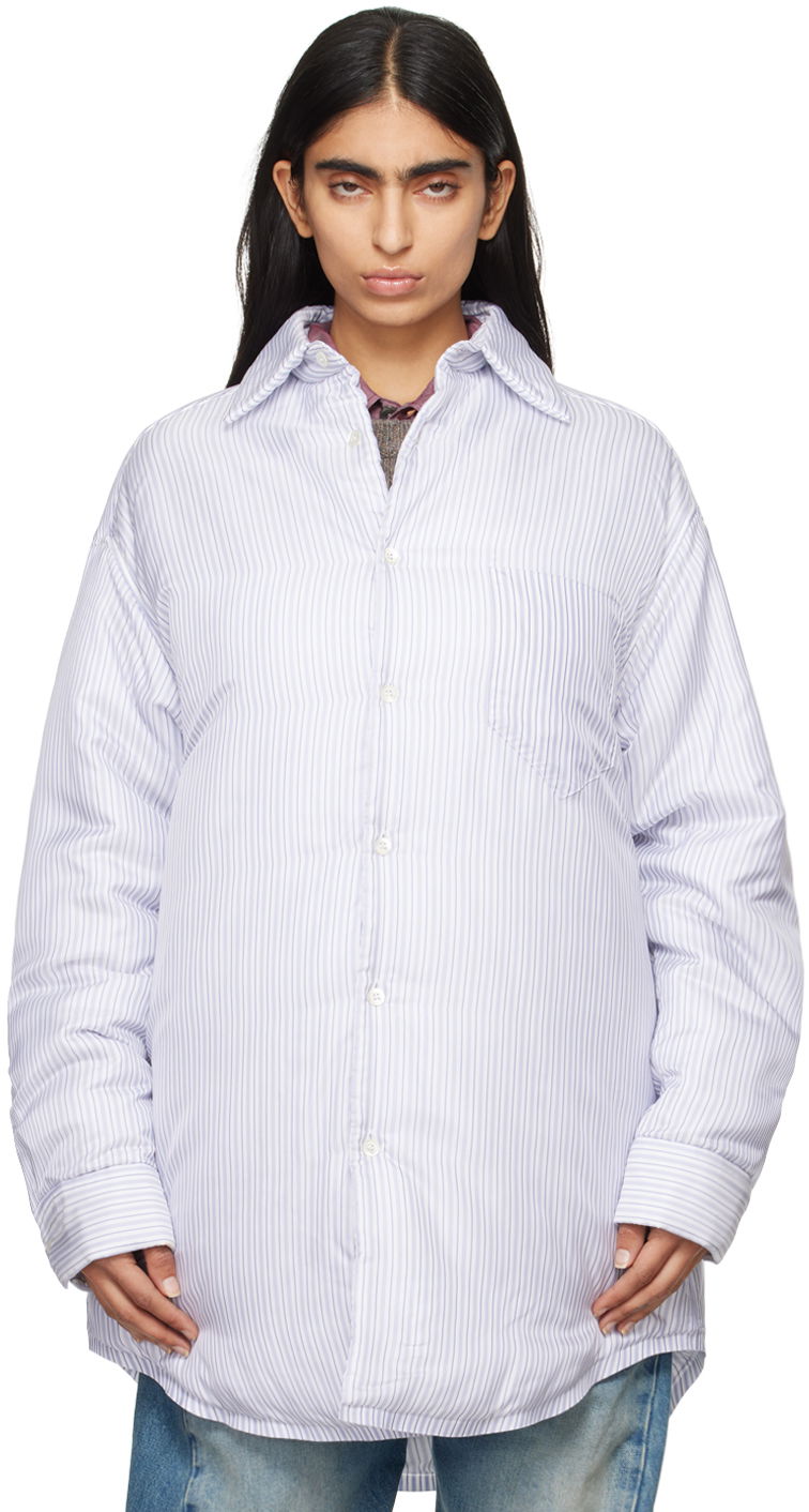 Skjorte Maison Margiela Padded Stripe Shirt Blå | S50DT0040 M35204