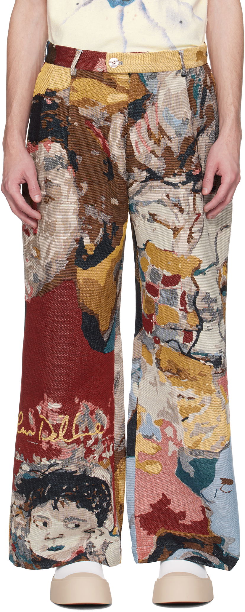 Bukser KidSuper KidSuper Jacquard Paintings Double Pleated Trousers Flerfarvet | SS25-PT-06