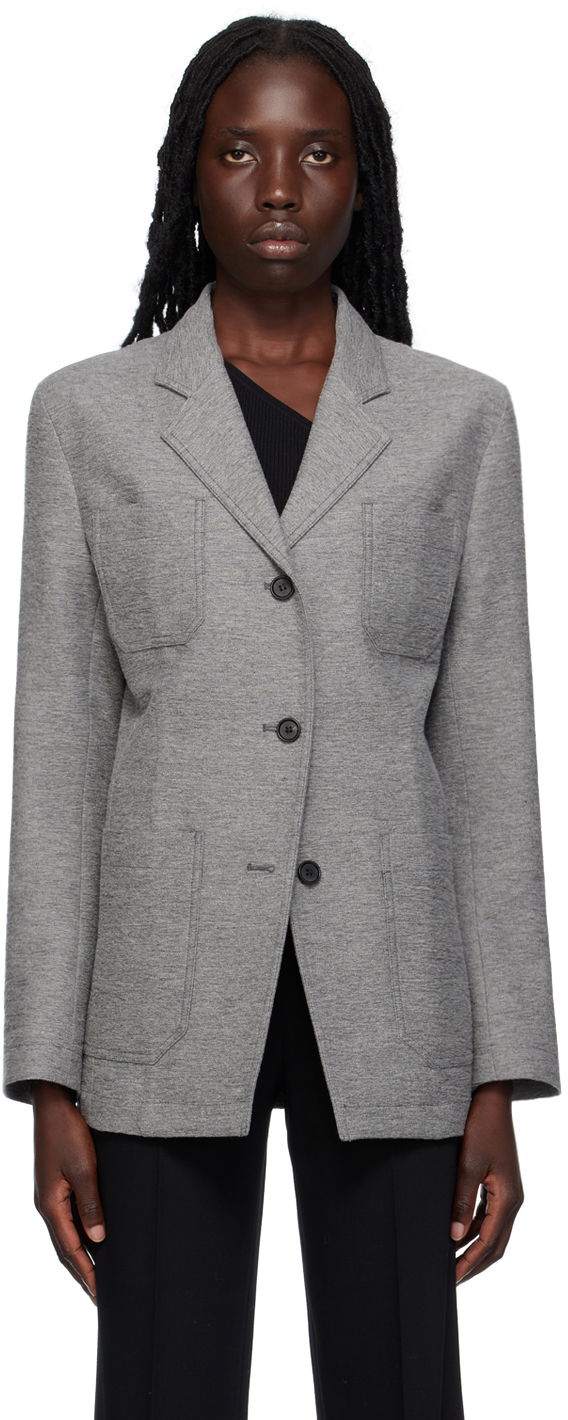 Jakke TOTEME Notched Lapel Pocket Blazer Grå | 233-3011-278