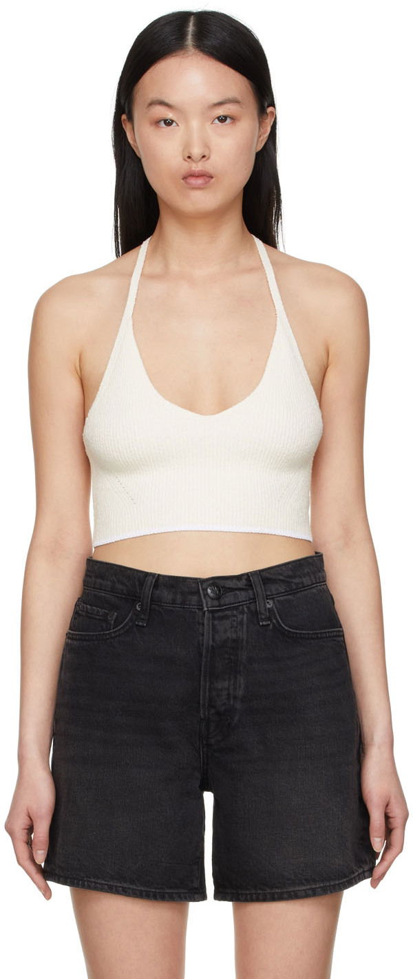Tanktop rag & bone Ribbed Knit Halter Top Hvid | WAS22S025CS25