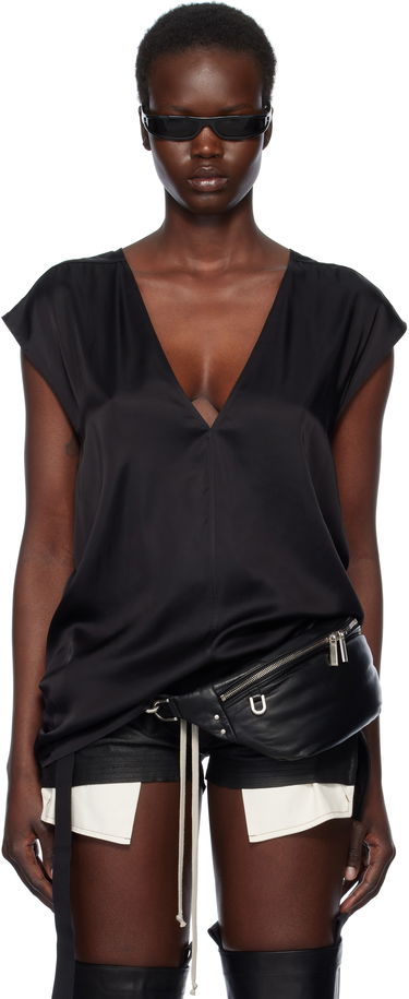 Tanktop Rick Owens Rick Owens Hollywood Dylan Silk T-Shirt Sort | RP01E7118 SCH, 0