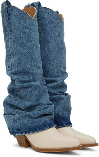 Tøj R13 R13 Mid Cowboy Denim Sleeve Boots Blå | R13S0107-DEN, 3