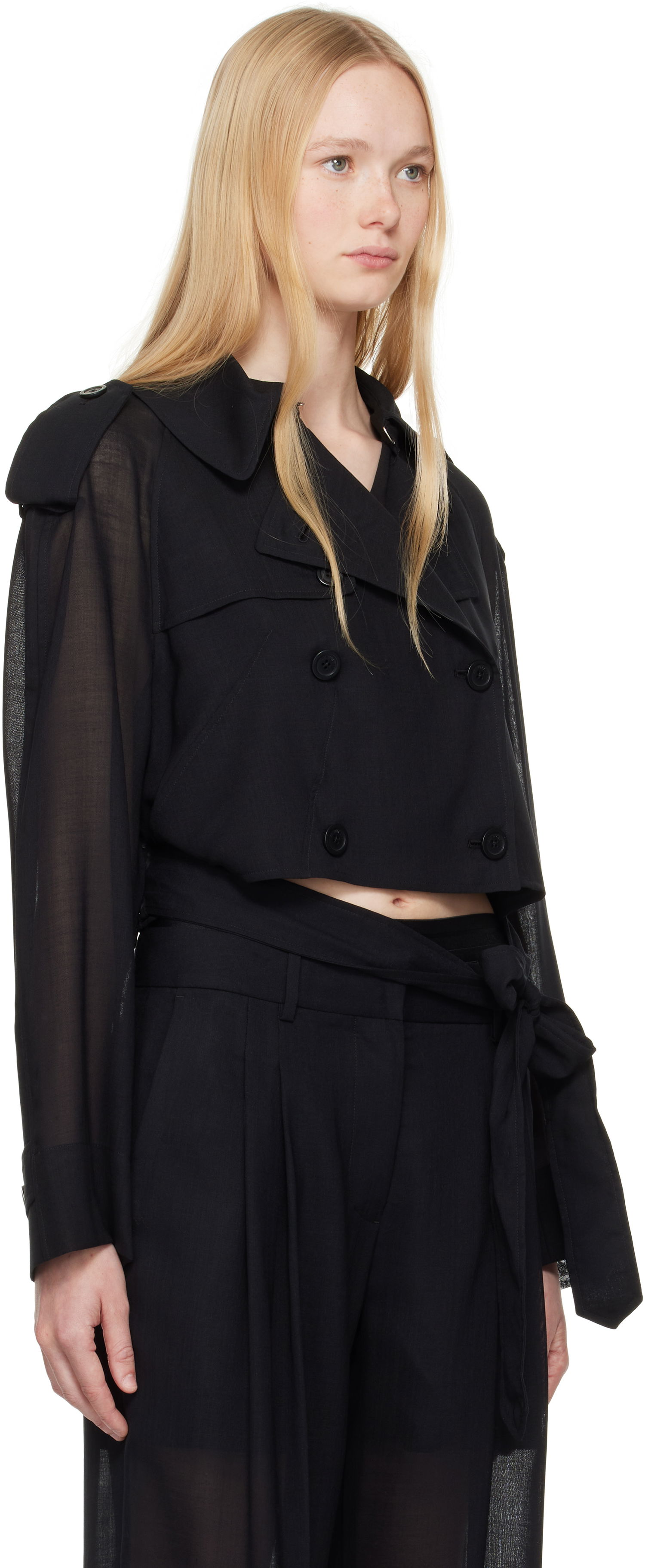 Trenchcoat Helmut Lang Helmut Lang Cropped Trench Coat Sort | P01HW101, 1