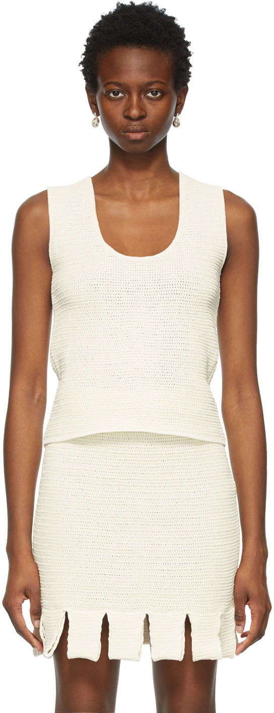 Tanktop Bottega Veneta Mesh Tank Top Beige | 656576 V0S90, 0