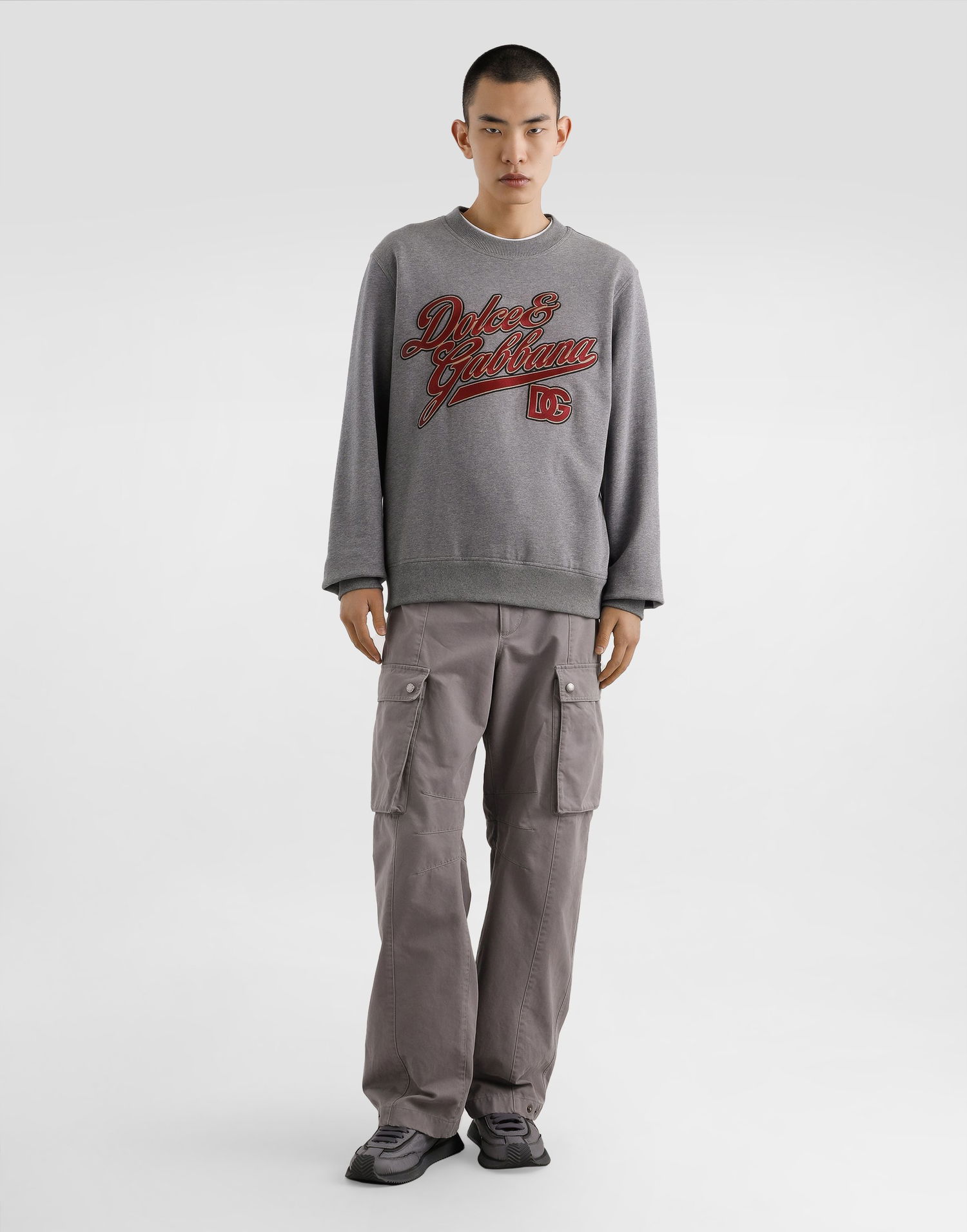Sweatshirt Dolce & Gabbana Dolce & Gabbana Embroidered Cotton Sweatshirt Grå | G9ABJZG7PFVS8291, 1