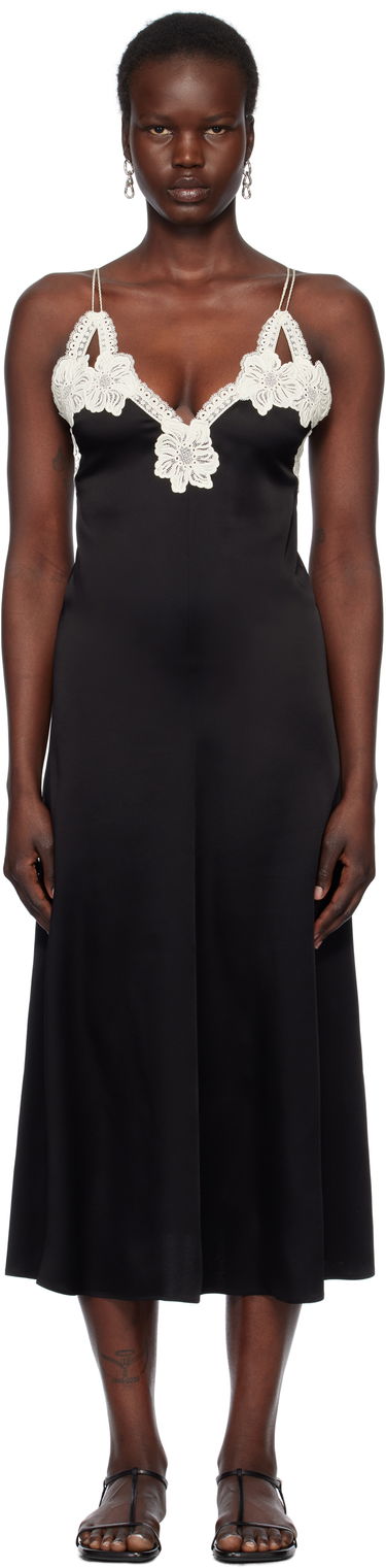 Kjole Jil Sander Jil Sander Lace Trim Slip Midi Dress Sort | J02CT0468_J76018, 0