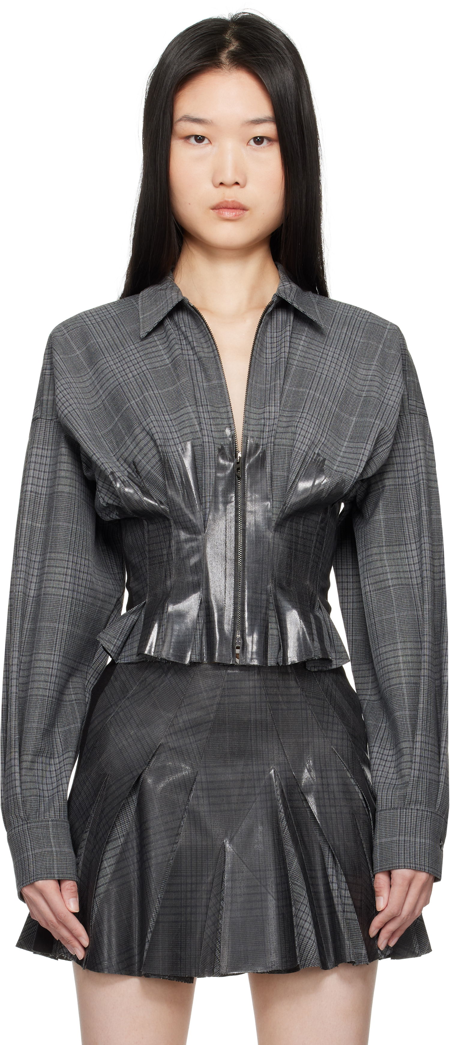 Nederdel Diesel Plaid Zip-Up Jacket Grå | A16549 0HQAG, 0