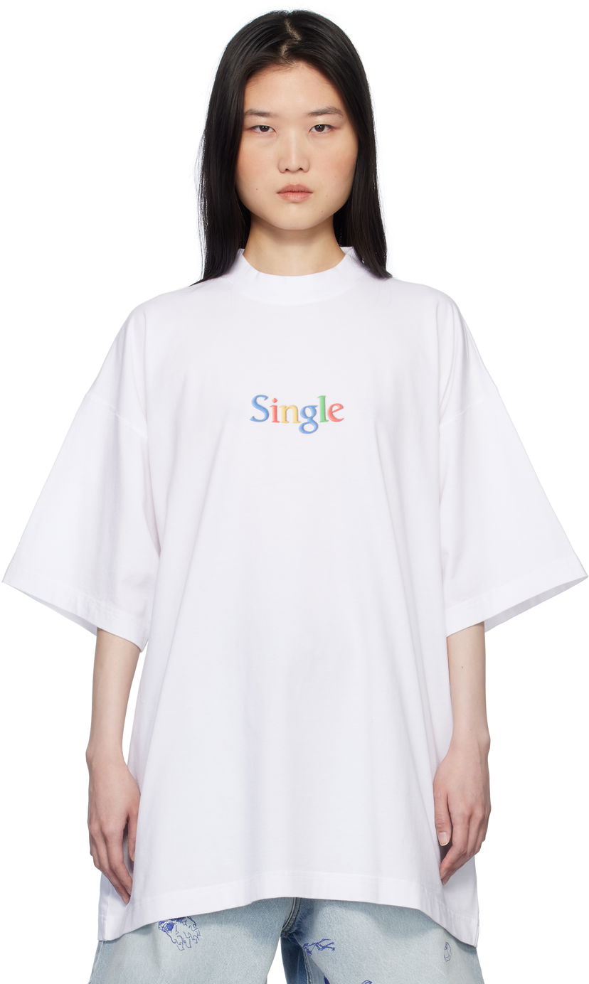 T-shirt VETEMENTS Vetements 'Single' Oversized T-Shirt Hvid | UA66TR700W