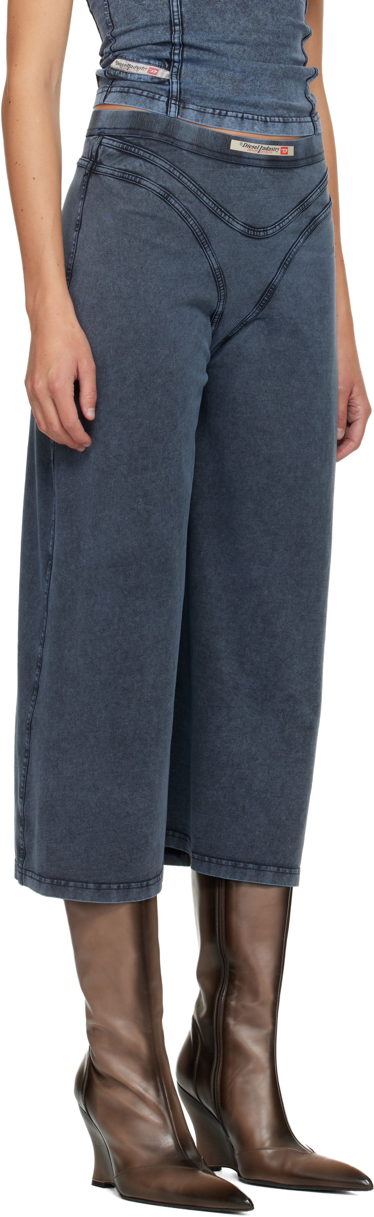 Nederdel Diesel O-Alline Washed V-Panel Midi Skirt Blå | A18394 0KIBY, 1