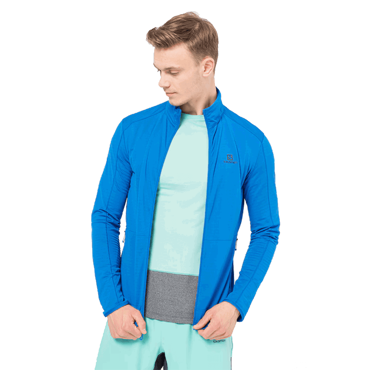 Sweatshirt Salomon OUTRACK Full Zip Mid-Layer Jacket Blå | LC1711700, 0