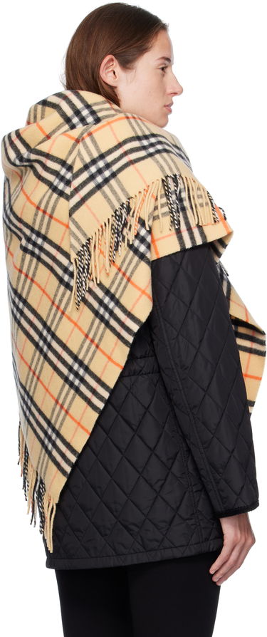 Tørklæde Burberry Burberry Check Wool Cashmere Cape Beige | 8113128, 2