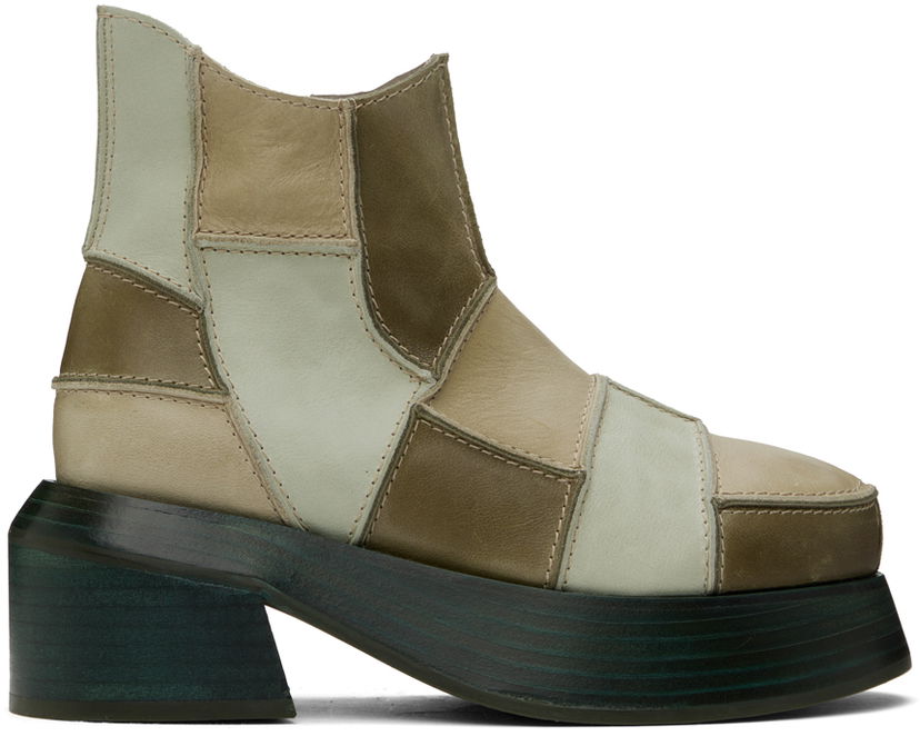 Frakker Eckhaus Latta Eckhaus Latta Patchwork Ankle Boots Grøn | FEKLWPTWB93005