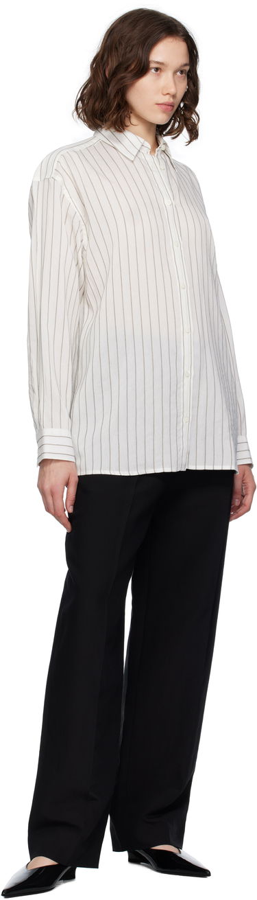 Skjorte TOTEME TOTEME Striped Button-Down Shirt Hvid | 253-WRT0480-FB0439, 3