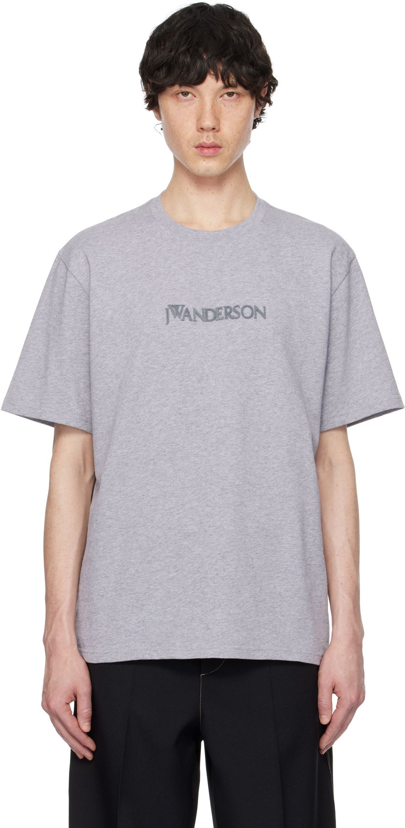 T-shirt JW Anderson JW Anderson Logo Embroidery T-Shirt Grå | JT0258-PG1510