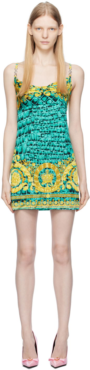 Kjole Versace Baroccodile Medusa '95 Minidress Grøn | 1011543_1A08904, 0