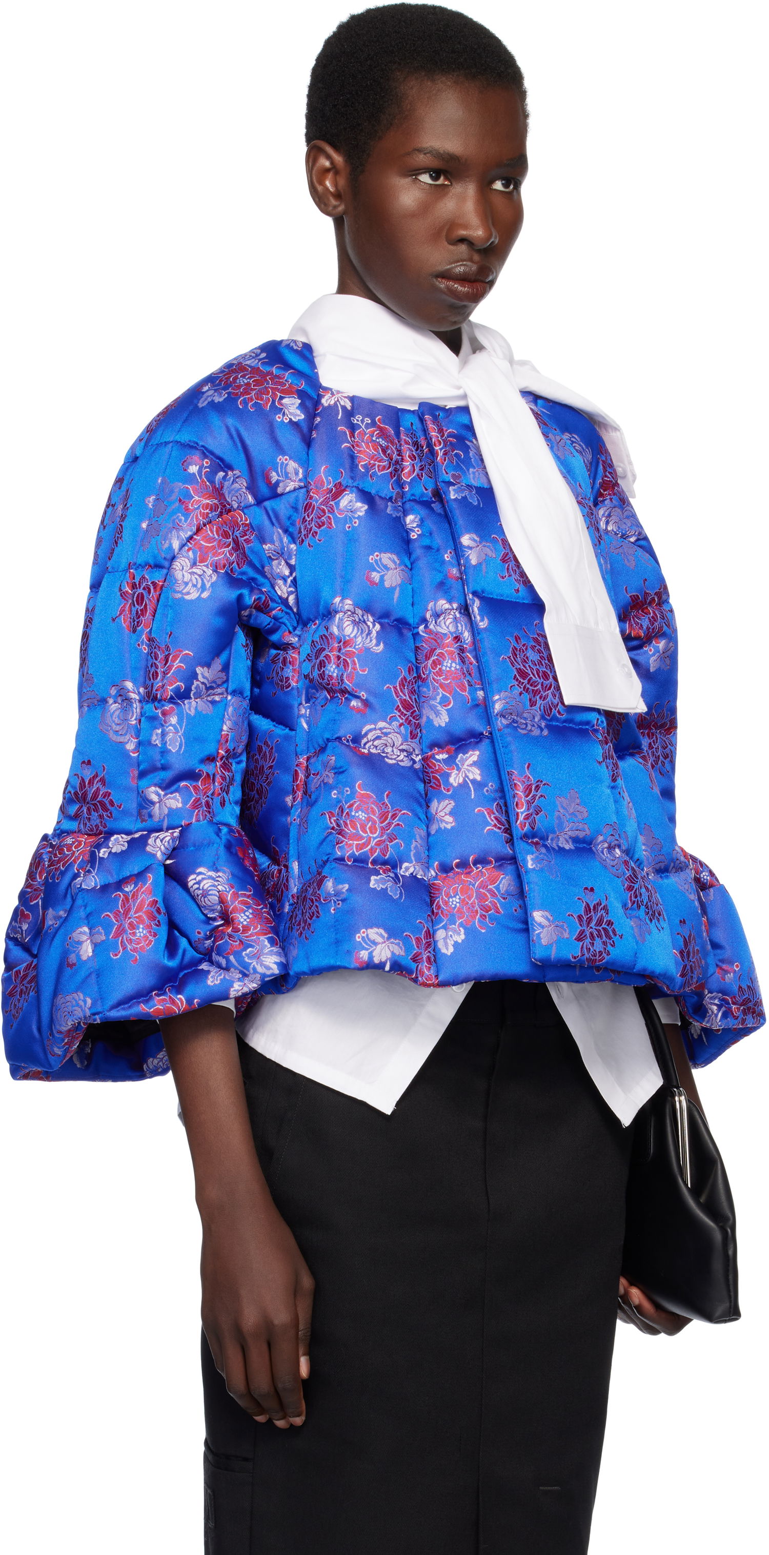 Puffer jakke Comme des Garçons Comme des Garçons Jacquard Quilted Cropped Jacket Blå | GO-J033-051-1, 1