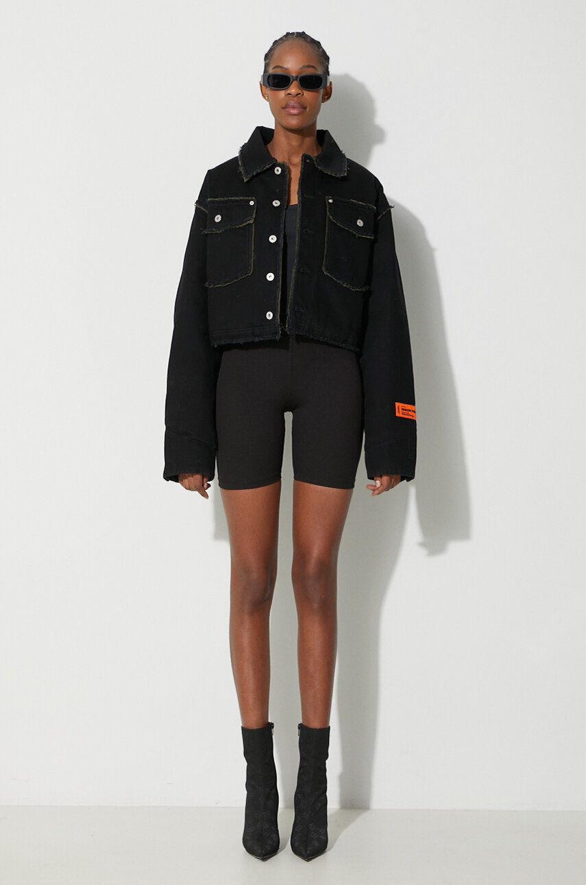 Jakke HERON PRESTON Oversize Denim Jacket Sort | HWYE013F23DEN0011000, 1