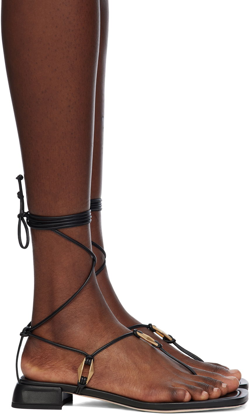 Tøj Jimmy Choo Onyxia Flat Lace-Up Sandals Sort | ONYXIA FLAT CJA, 0