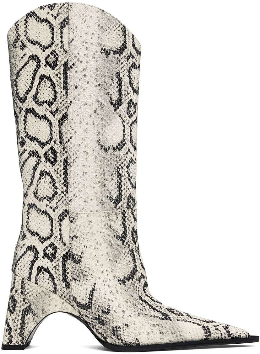 Sneakers og sko Coperni Snake Print Bridge Cowboy Boots Hvid | COPSH16F6003