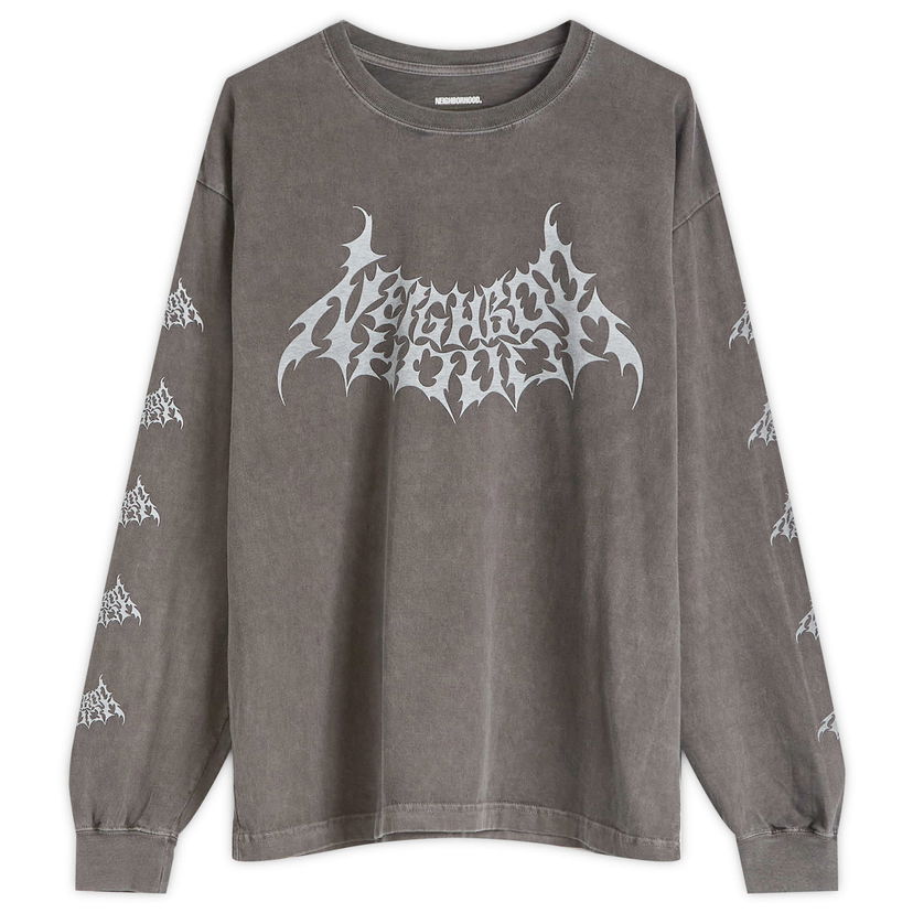 T-shirt Neighborhood Neighborhood LS-4 Graphic Long Sleeve T-Shirt, Size Large Grå | 251PCNH-LT04-BLK
