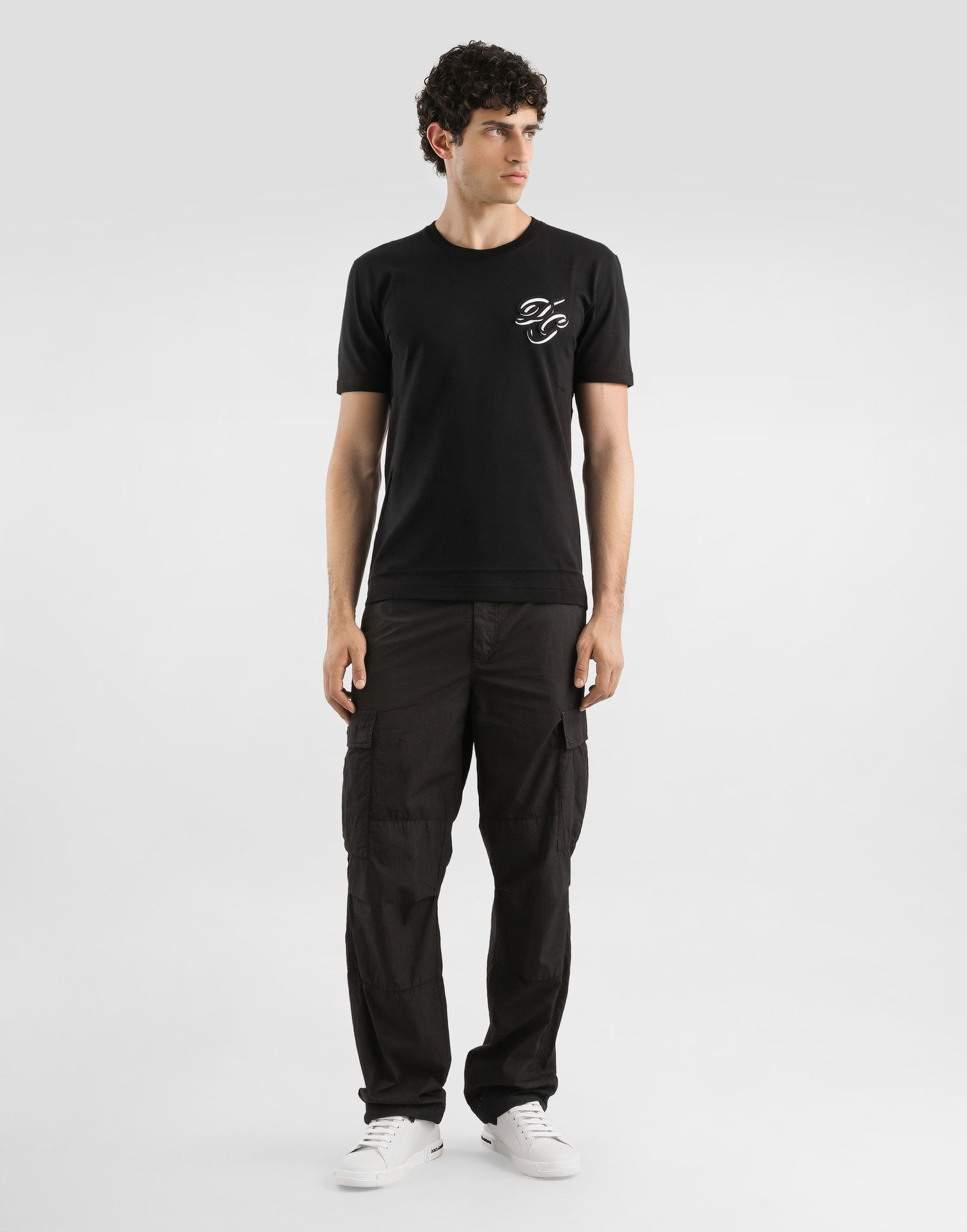 T-shirt Dolce & Gabbana Dolce & Gabbana Embroidered Cotton T-Shirt Sort | G8RN8ZG7PJ0N0000, 1