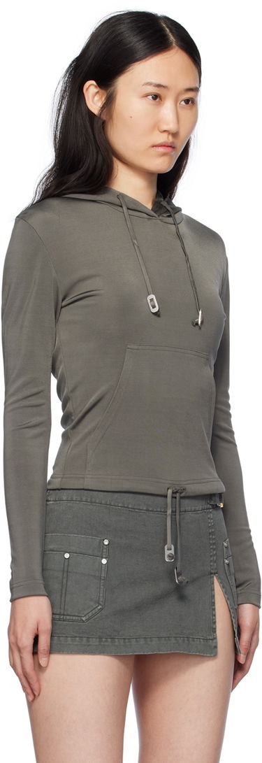 Sweatshirt Dion Lee Lustrous Shrunken Hoodie Grå | C3164PS24, 1