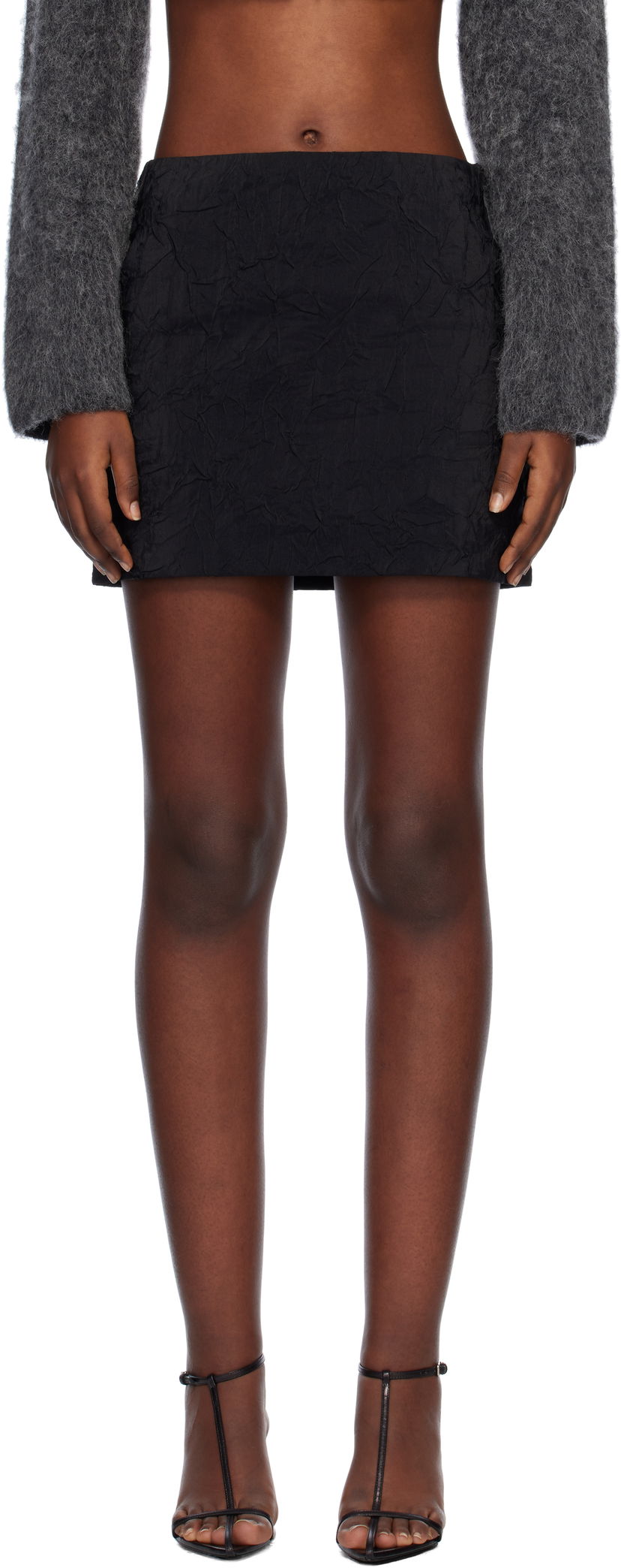Nederdel Nanushka Textured Miniskirt Sort | NW24FWSK39100