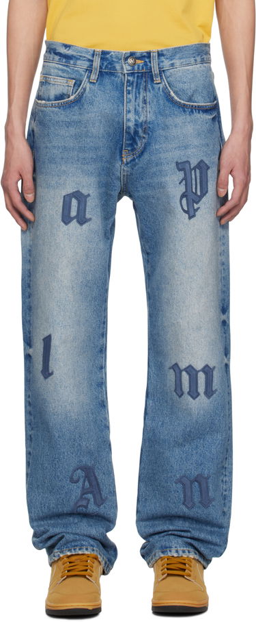 Jeans Palm Angels Palm Angels Logo Patch Straight Leg Jeans Blå | PMYA041S25DEN0064040, 0