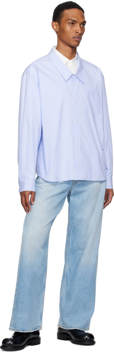 Skjorte We11done We11done Striped Layered Shirt Blå | WD-SH2-25-182-M-BL, 4