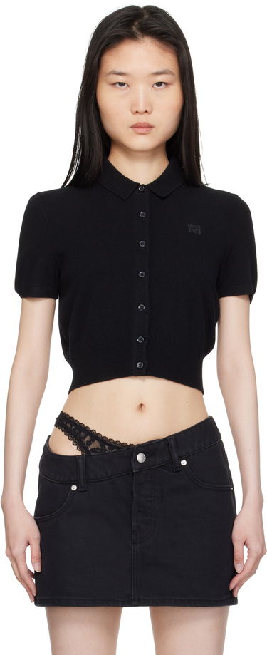 Nederdel Alexander Wang Alexander Wang Embroidered Logo Polo Cardigan Sort | 4KC1253068, 0