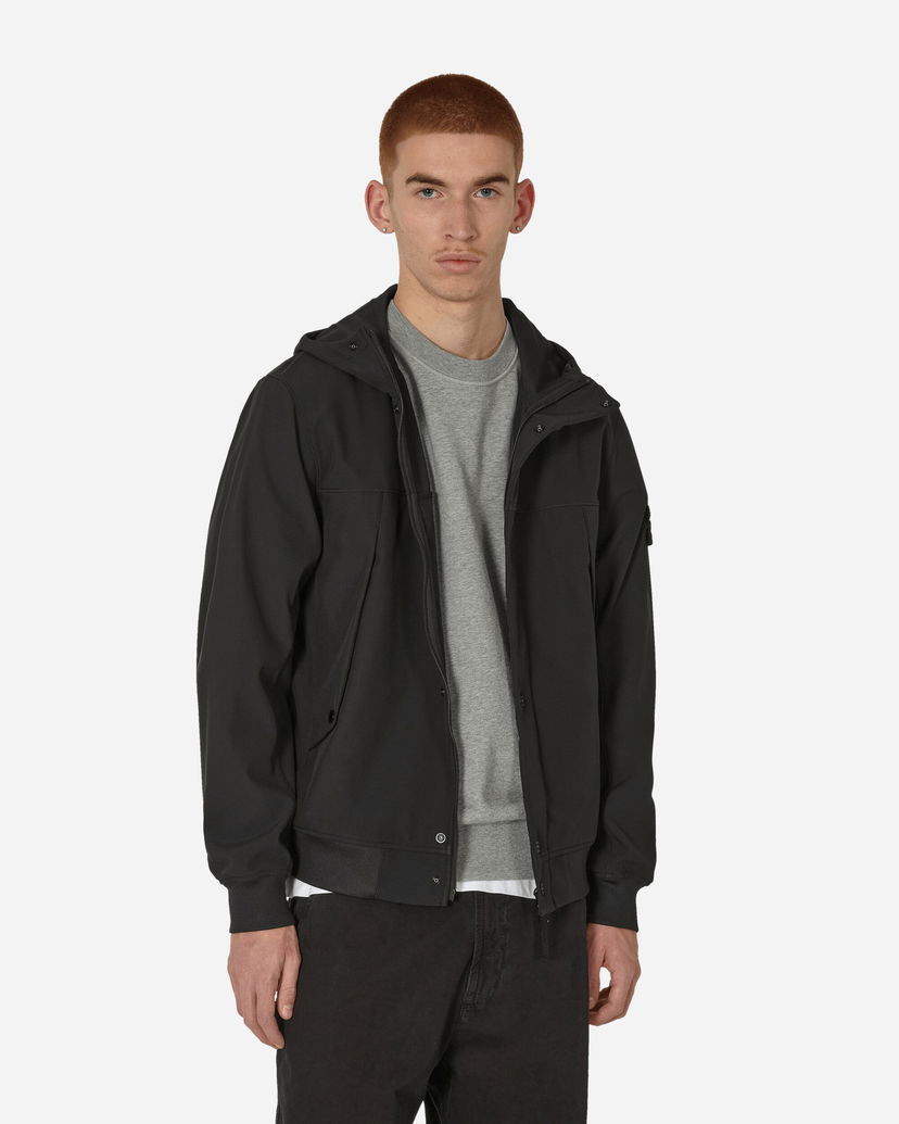 Jakke Stone Island Logo Light Soft Shell-R Jacket Sort | 801540227 V0029
