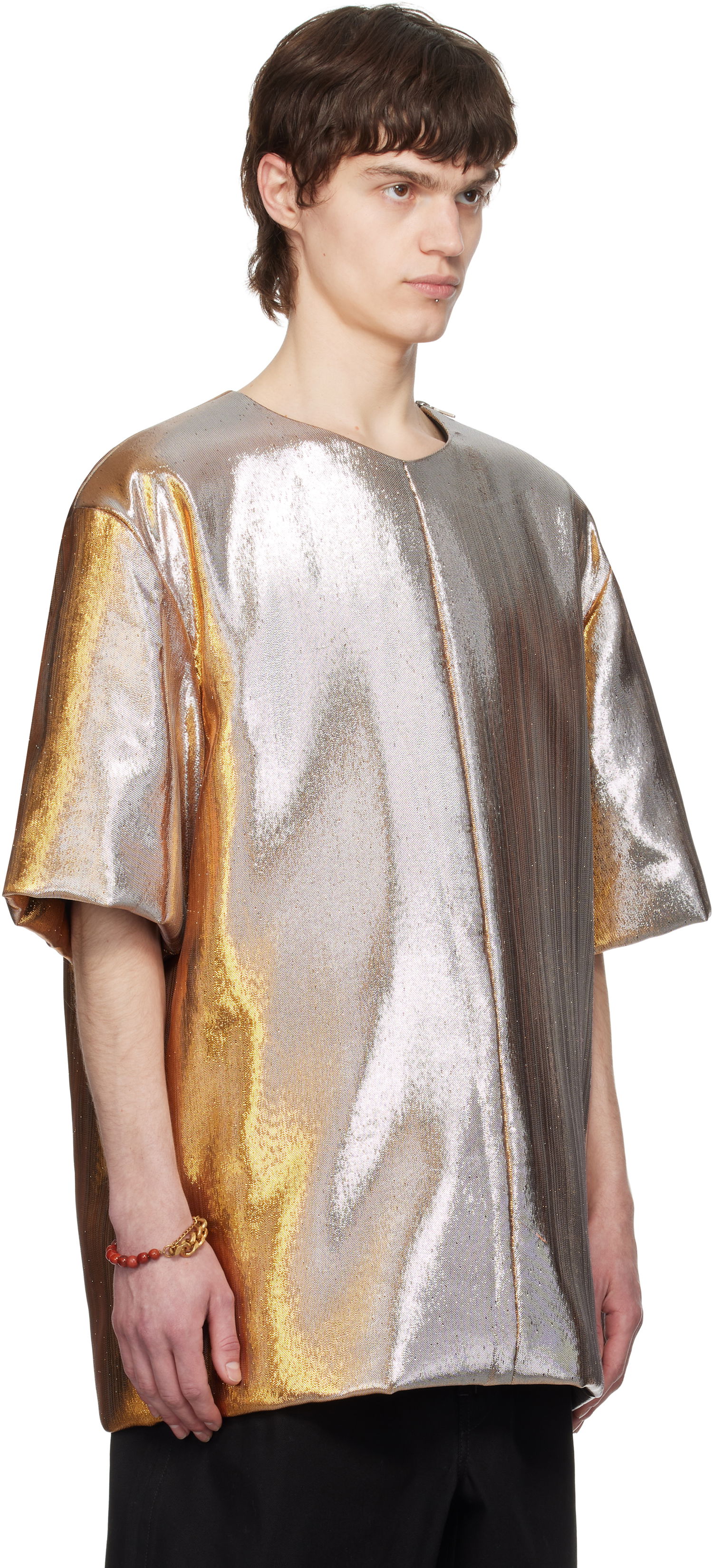 T-shirt Dries Van Noten Dries Van Noten Metallic Padded T-Shirt Metalisk | 251-020737-1091, 1