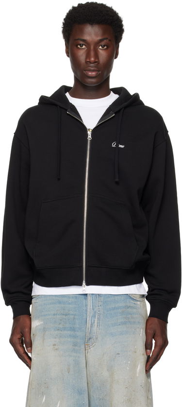 Sweatshirt Dime Cursive Small Logo Zip Hoodie Sort | DIMESU2549BLK, 0