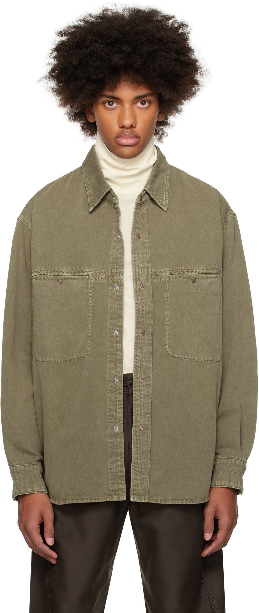 Skjorte LEMAIRE Lemaire Snaps Denim Shirt Grøn | SH1126 LD1027