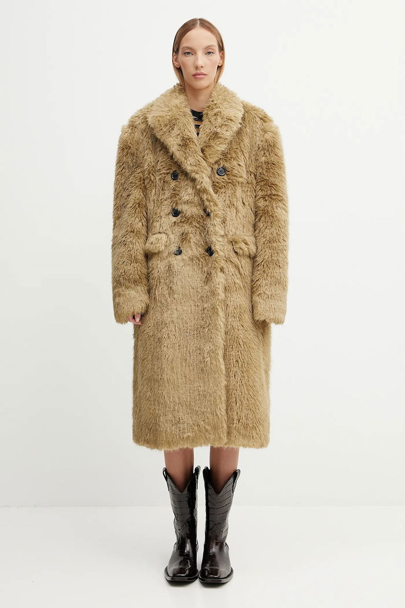 Frakker Andersson Bell Andersson Bell Fields Fur Double-Breasted Coat Beige | awa727w
