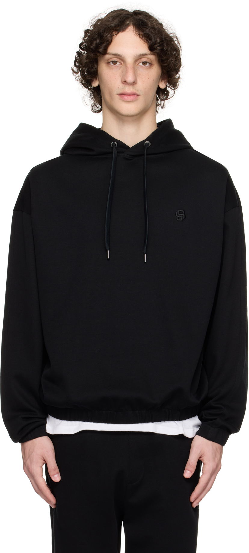 Sweatshirt BOSS BOSS Relaxed-Fit Mercerized Cotton Hoodie Sort | 50544099